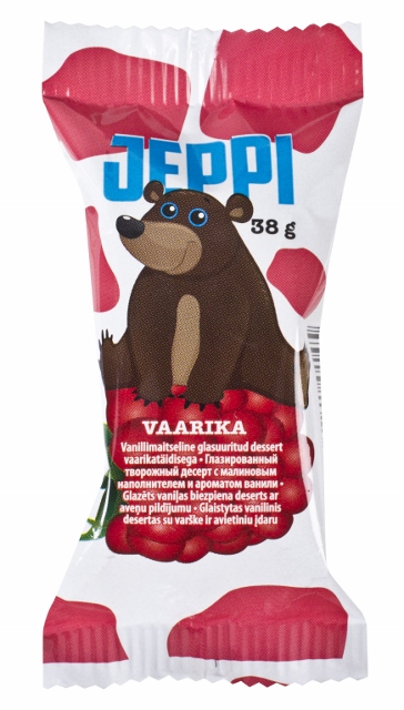 JEPPI Глазированный творожный дессерт с малиновым наполнителем и ароматом ванили
