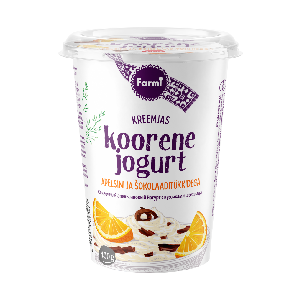 Koorene jogurt apelsini ja šokolaaditükkidega