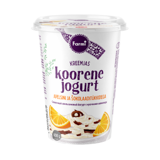 Koorene jogurt apelsini ja šokolaaditükkidega