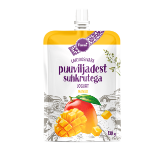 Puuviljadest suhkrutega mangojogurt